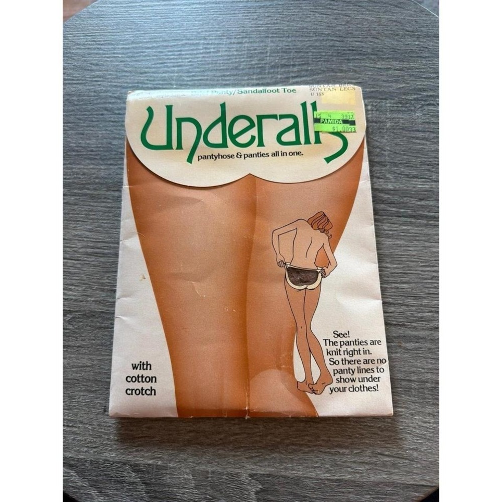 Underalls Pantyhose & Panty Brief Sandalfoot Toe Suntan Queen Size New 1982 320x